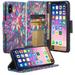 Apple iPhone Xs/iPhone X Case Wallet Case Kickstand Phone Case for iPhone Xs 2018/iPhone X Phone Case - Rainbow Flower