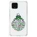 DistinctInk Clear Shockproof Hybrid Case for Google Pixel 4 (6.1 Screen) - TPU Bumper Acrylic Back Tempered Glass Screen Protector - Christmas Words Ornament Black Green