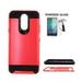 For Straight Talk LG Solo L423DL / AT&T PREPAID LG Xpression Plus 2 (Not fit: LG Xpression Plus)/ LG K40 / K12 Plus / Harmony 3 Metallic Brushed Design Shockproof Cover Case + Tempered Glass (Red)