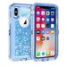 iphone XS/X 5.8inch case 3 in 1 Hard Clear Detachable Sparkle Dynamic Drift Sand Blink Flow Sand Glitter Heart-Shape Quicksand & Paillette Back Clear Hourglass Case Cover(Blue)
