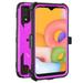 GoldCherry for Samsung Galaxy A01 Case Heavy Duty Shock-Absorption/High Impact Resistant Armor Holster Defender Case with Kickstand Swivel Belt Clip Holster for Samsung Galaxy A01 5.7 Inch (Purple)