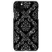 DistinctInk Case for iPhone 12/12 PRO (6.1 Screen) - Custom Ultra Slim Thin Hard Black Plastic Cover - Black White Silver Grey Damask - Floral Damask Pattern