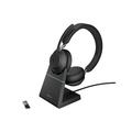 Jabra Evolve2 65 USB-A UC Stereo with Charging Stand - Black Wireless Headset / Music Headphones