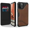 UAG iPhone 12 Pro Max Case [6.7-inch screen] Flip Folio Cover with Card Slots and Viewing Stand Rugged Metropolis Protective Cover Supple Italian Leather LTHR ARMR Brown