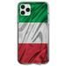 DistinctInk Clear Shockproof Hybrid Case for iPhone 12 / 12 PRO (6.1 Screen) - TPU Bumper Acrylic Back Tempered Glass Screen Protector - Italian Flag Italy Waving Red White Green - Love of Italy