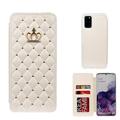 Galaxy S20+ Case Dteck Fashion Diamond Crown PU Leather Case Folio Flip Stand Cover with Card Slots Compatible With Samsung Galaxy S20 Plus/S20+ White