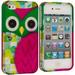 Design Rubberized Hard Case for Apple iPhone 4 / 4S - Green Pink Owl