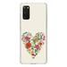 DistinctInk Clear Shockproof Hybrid Case for Galaxy S20 PLUS / 5G (6.7 Screen) - TPU Bumper Acrylic Back Tempered Glass Screen Protector - Spring Collection - Floral Heart Green Red