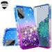 Cute Phone Case for Galaxy A72 5G Case w[Tempereded Glass] Liquid Glitter Bling Diamond Bumper Girls Women for Samsung Galaxy A72 5G -Purple/Blue