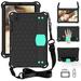 Galaxy Tab S6 Lite 10.5 Case P610 615 Case Allytech Silicone Impact-Resistant Kids Friendly With Shoulder Strap Kickstand Shockproof Case Cover for Samsung Galaxy S6 Lite 10.4 Black/Aqua