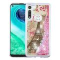 MOTOROLA Moto g fast Phone Case BLING Hybrid Luxury Floating Liquid Glitter Shiny Waterfall Quicksand Sparkling Rubber Silicone TPU Gummy Protective Eiffel Tower Paris Cover for Motorola Moto G Fast