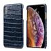 iPhone X/Xs Genuine Leather Case Allytech Simple Crocodile Grain Design Hard Back Protective Case Lightweight Bumper Case Shock Resistant Cover for 5.8-inch iPhone X/ iPhone Xs Blue