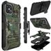 Elegant Choise for for iPhone 12 Pro Max 12 Mini Case Hybrid Armor 3 Layers Shockproof Defender Belt Clip Holster Case Full Body Protective Phone Case Cover with Sturdy Kickstand (Camo)