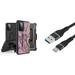 Bemz Armor Kombo Series for Samsung Galaxy A52 5G Case Bundle with: Rugged Belt Holster Clip Kickstand Cover Fast Charging Sync USB-C to USB-A Cable (3 Feet) and Touch Tool - Pink Camo Tree