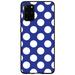 DistinctInk Case for Samsung Galaxy S20 ULTRA (6.9 Screen) - Custom Ultra Slim Thin Hard Black Plastic Cover - White & Dark Blue Polka Dots