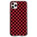 DistinctInk Clear Shockproof Hybrid Case for iPhone 12 / 12 PRO (6.1 Screen) - TPU Bumper Acrylic Back Tempered Glass Screen Protector - Red Black Checkered Flag Geometric - Checkered Pattern