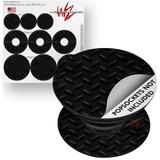 Decal Style Vinyl Skin Wrap 3 Pack for PopSockets Diamond Plate Metal 02 Black (POPSOCKET NOT INCLUDED) by WraptorSkinz