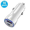 USB C Car Charger (10-Pack) 30W Fast USB Car Charger PD&QC 3.0 Dual Port Car Adapter Compatible with iPhone 12/12 Pro/Max/12 Mini/iPhone 11/Pro/Max/XR/XS/Max/8 Galaxy S21/20/10/9