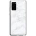 DistinctInk Case for Samsung Galaxy Note 20 (6.7 Screen) - Custom Ultra Slim Thin Hard Black Plastic Cover - White Grey Marble Carrara