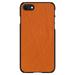 DistinctInk Case for iPhone 7 / 8 / SE (2020 Model) (4.7 Screen) - Custom Ultra Slim Thin Hard Black Plastic Cover - Orange Faux Leather Print Design - Faux Leather Image