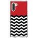 DistinctInk Clear Shockproof Hybrid Case for Samsung Galaxy Note 10 (6.3 Screen) - TPU Bumper Acrylic Back Tempered Glass Screen Protector - Black White Red Chevron - Black & White Stripes Pattern