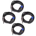 Seismic Audio 4 Pack of 12 Gauge Speakon to 1/4 Pro Audio Speaker Cables - 15 Feet Black - SASPT12-15-4Pack