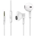 Headphones with Microphone Certified PowerStereo Flat Wired 3.5mm In-Ear Earphones Control Crystal Sound Earbuds for iPhone iPad iPod Laptop Tablet Android Smartphones (White) 2 Pack