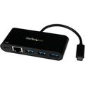 StarTech US1GC303APD USB C to Ethernet Adapter with 3-Port USB 3.0 Hub and Power Delivery - USB-C Gigabit Network Adapter USB Hub w/ 3 USB-A Ports