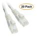 eDragon Cat6 White Ethernet Patch Cable Snagless/Molded Boot 3 Feet 20 Pack