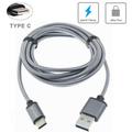 Premium 10ft Long Gray Braided Type-C Cable Rapid Charge USB Wire Sync USB-C Power Cord O8B for Motorola Moto Z Droid Force Droid Z2 Force - Samsung Galaxy Note8 S8 S8+ - ZTE Blade X MAX