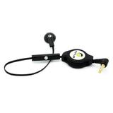 Retractable Headset MONO Hands-free Earphone w Mic Single Earbud Headphone Earpiece Wired [3.5mm] [Black] BYY for Barnes & Noble NOOK Color HD HD+ - Blackberry DTek50 Priv - BLU Advance 5.0