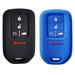 Dobrev Silicone 5 Buttons Smart Keyless Control Skin Jacket Fob Cover Case Remote Entry Protector Suitable with Honda Civic Accord Pilot Fit CR-V HR-V Insight Passport Key (Black and Blue)