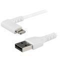 StarTech.com RUSBLTMM1MWR 1m / 3.3ft Angled Lightning to USB Cable - Heavy Duty MFI Certified Lightning Cable - White - USB to Lightning (RUSBLTMM1MWR)