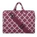 Quatrefoil Style Canvas Fabric Laptop Sleeve Case Cover Bag with Shoulder Strap for 13-13.3 Inch MacBook Pro MacBook Air Notebook Computer Wine Red