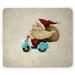 Christmas Mouse Pad Old Santa Claus Delivering Presents on His Motorcycle Swirled Lines Frame Rectangle Non-Slip Rubber Mousepad Red Tan Pale Blue by Ambesonne