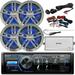 Marine/MotorSports Waterproof Digital Media USB AUX Bluetooth Stereo Receiver 4 x Enrock 6.5 180W Chrome Speakers 4-Channel Amplifier w/ Wiring Kit Auxiliary Interface Antenna