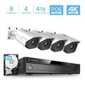 Amcrest 4K Security Camera System w/ 4K (8MP) 8CH PoE NVR (4) x 4K (8-Megapixel) IP67 Weatherproof Metal Bullet POE IP Cameras Pre-Installed TB Hard Drive NV4108E-IP8M-2496EW4-4TB (White)â€¦