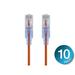 Monoprice Cat6A Ethernet Patch Cable - 3 Feet - Orange (10 Pack) Snagless RJ45 550Mhz UTP Pure Bare Copper Wire 10G 30AWG - SlimRun Series