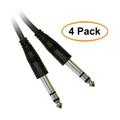 C&E 1/4 Inch Stereo Audio Patch Cable 1/4 Male 15 Feet 4 Pack