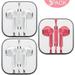 3-Pack Premium Earphones/Earbuds/Headphones with Stereo Mic&Remote Control Compatible with iPhone iPad iPod Samsung Galaxy & More Android Smartphones PC 3.5 mm Headphone Audio Jack - White/Pink