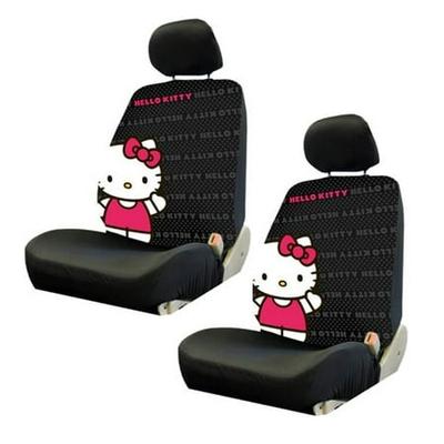 Sanrio Hello Kitty Gingham Car Cushion Square Black Bonform 5689-06BK Japan New