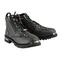 Milwaukee Leather MBM103 Men s Black Leather Lace-Up Motorcycle Boots w/ Dual Side Zipper Entry 10