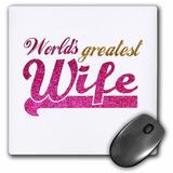 3dRose Worlds Greatest Wife - Romantic marriage or wedding anniversary gifts for her - best wife - hot pink Mouse Pad 8 by 8 inches