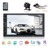 Double Din Car Stereo Touch Screen with Bluetooth FM Radio MP3 Player Car Radio Receiver Car Audio Car Stereo Mirror Link for Android 7 USB/SD/AUX Hands Free Calling With 4 LED Camera