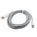 White Braided 10ft Long Type-C Cable Rapid Charger Sync USB Wire USB-C Power Data Cord W4V for Samsung Galaxy S9 S9+