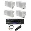 PYLE PLMR24 3.5 200W Outdoor Speakers 4pk & PT260A 200W Stereo Theater Receiver