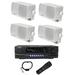 PYLE PLMR24 3.5 200W Outdoor Speakers 4pk & PT260A 200W Stereo Theater Receiver