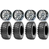 MSA Dark Tint Vibe 14 ATV Wheels 30 Rampage Tires Can-Am Commander Maverick Renegade Outlander Defender