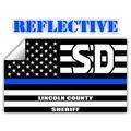 Reflective Lincoln County South Dakota SD Thin Blue Line Stealthy Old Glory USA Flag | Honoring Law Enforcement Officers Sheriffs | County State Decal Bumper Sticker 3M Vinyl 3 x 5