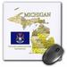 3dRose Flag Map and motto of Michigan with all counties labeled Mouse Pad 8 by 8 inches